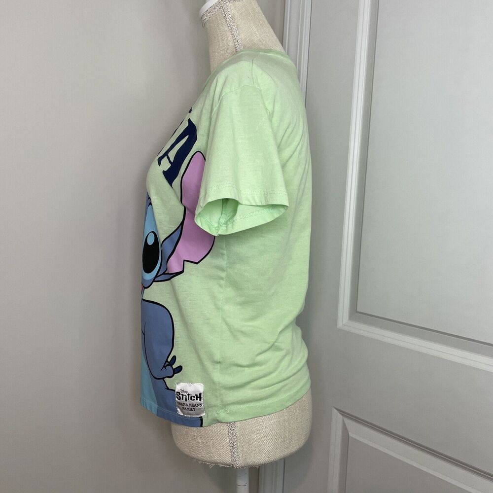 Disney Lilo and Stitch Ohana Means Family T Shirt Short Sleeve Green Junior's S - Picture 4 of 12